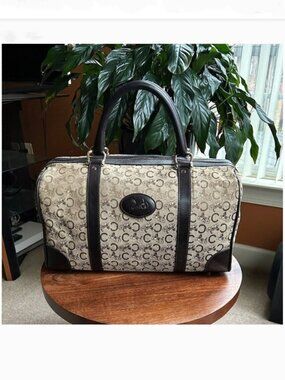 CELINE C Sulky Boston Bag Canvas Brown Tan 👜